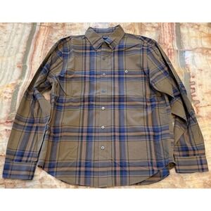 Todd Snyder Mens Button Down Shirt Brown Blue Plaid Long Sleeve Comfy Size L